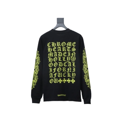 Chrome Hearts Sanskrit Lemon green long-sleeved T-shirt Black 01