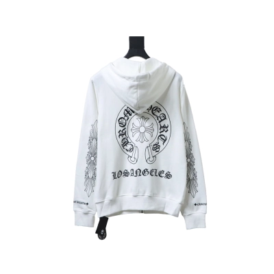 Chrome Hearts Sanskrit pattern zip-up Hoodie White 01