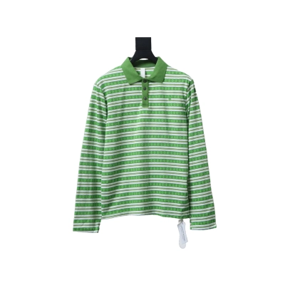 Chrome Hearts striped lapel long-sleeved T-shirt Green White 01