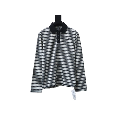 Chrome Hearts striped lapel long-sleeved T-shirt White Black 01