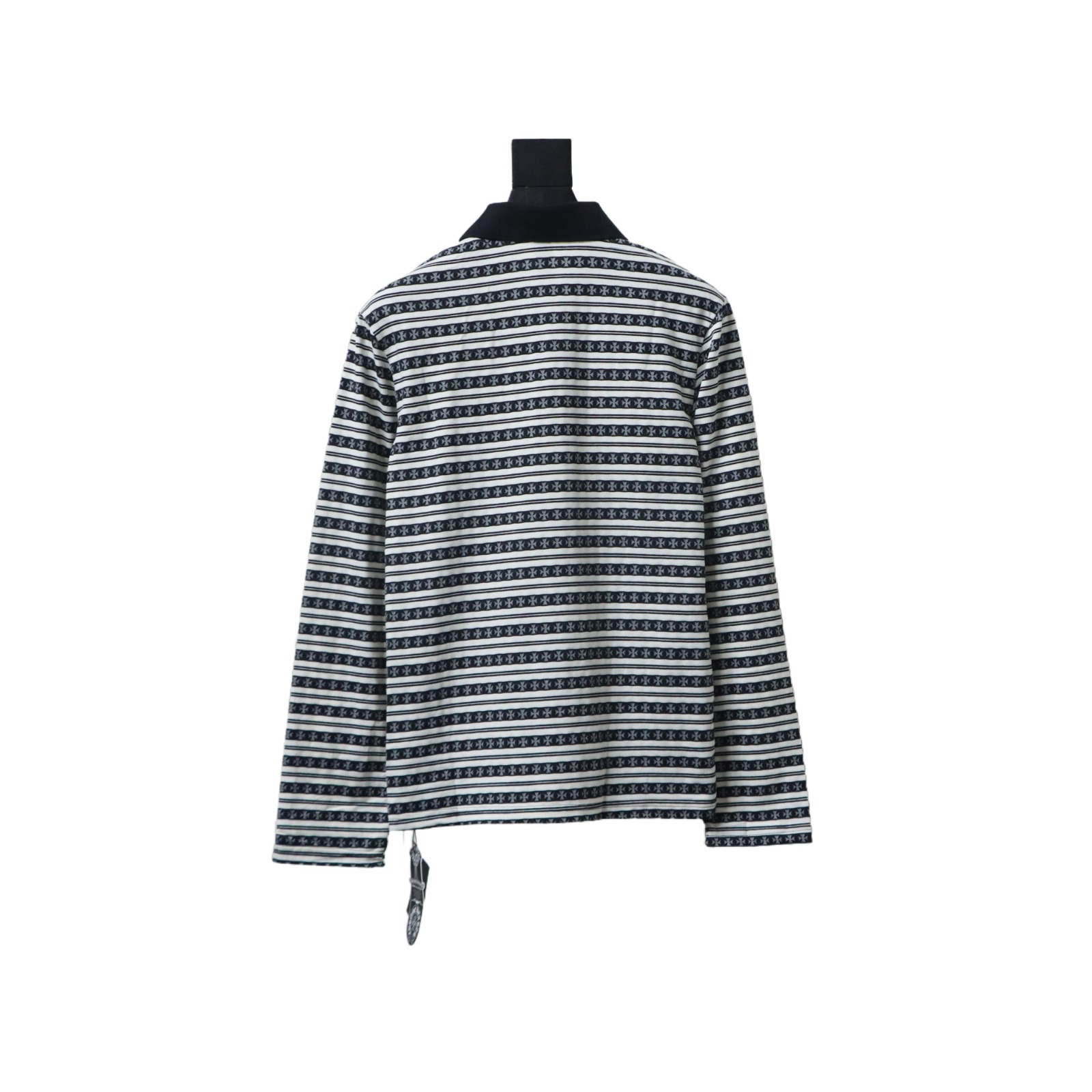 Chrome Hearts striped lapel long-sleeved T-shirt White Black