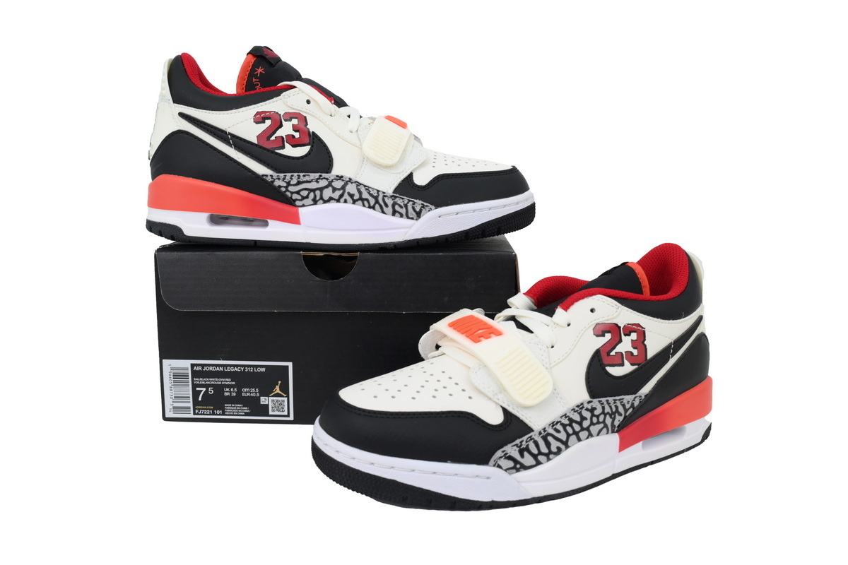 GET Air Jordan Legacy 312 Low White Black Red FJ7221-101