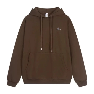 Alo Yoga Accolade Cotton-Blend Hoodie Brown 01