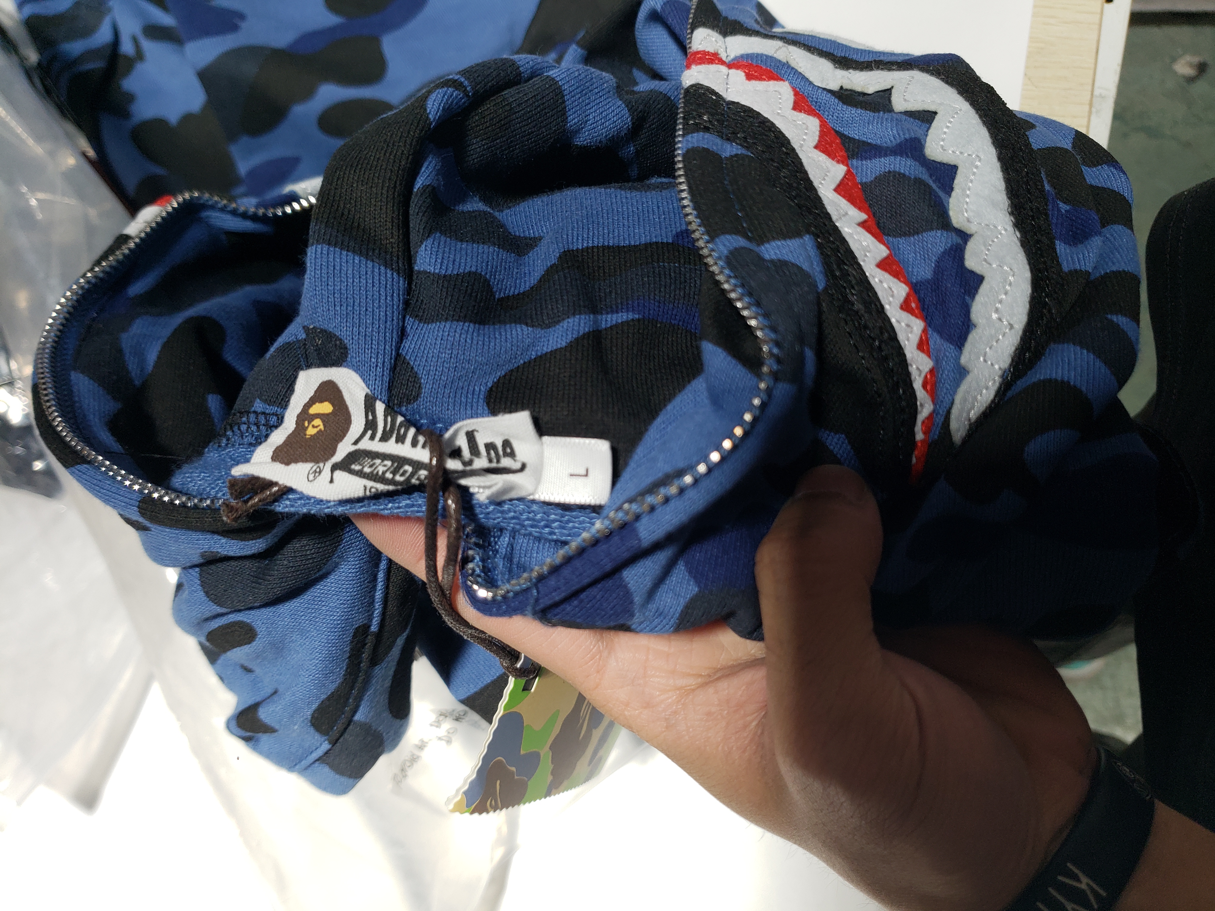  BAPE Color Camo Shark Full Zip Hoodie Navy