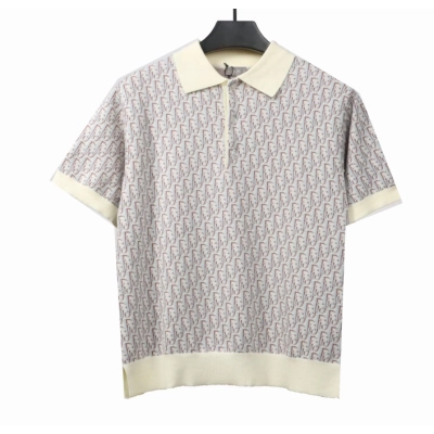 Dior monogram full print knitted POLO2 + Chrome Hearts embroidered Sanskrit cross terry Short Pants gray 02