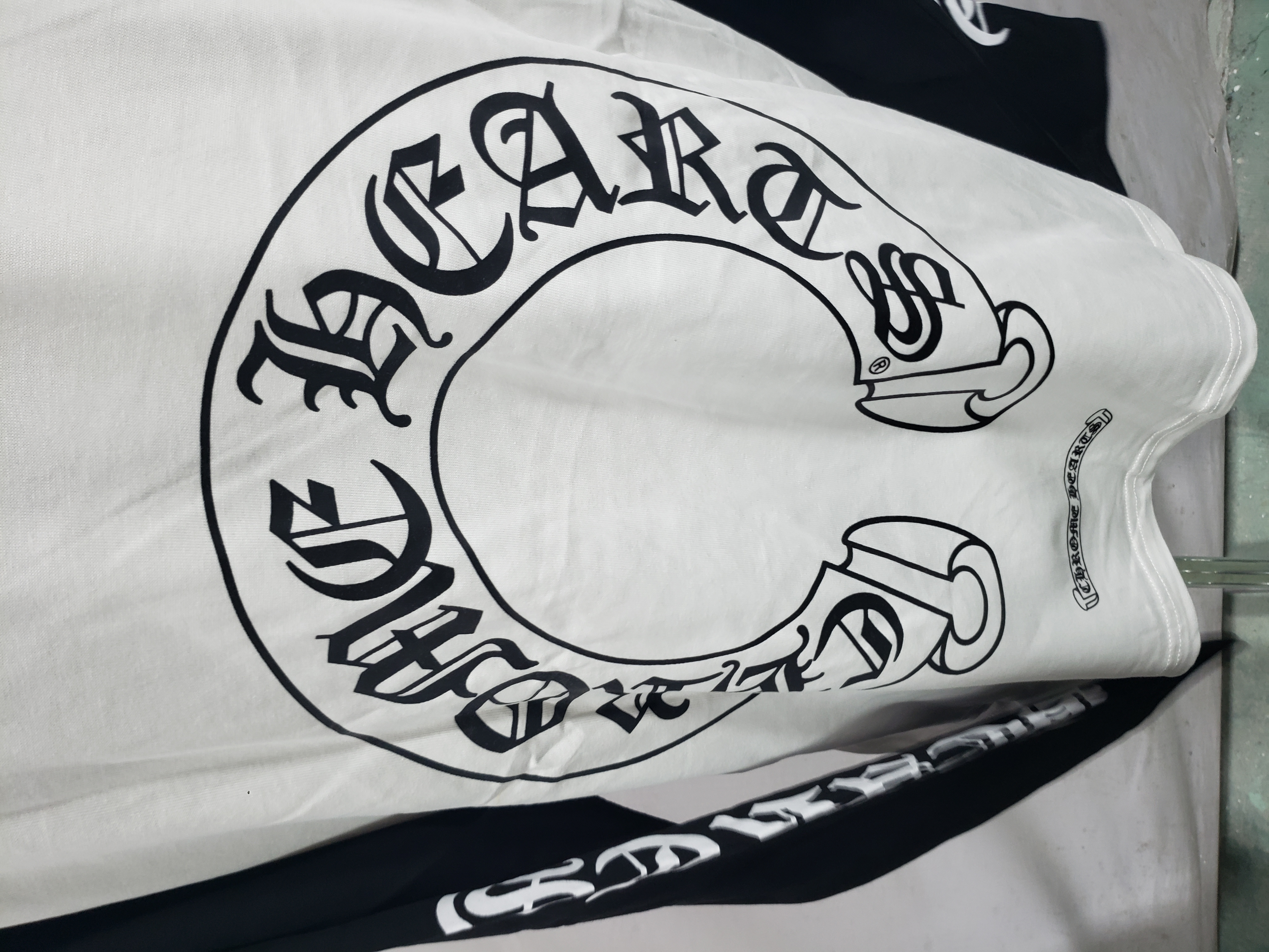 Chrome Hearts horseshoe print long-sleeved T-shirt White and Black