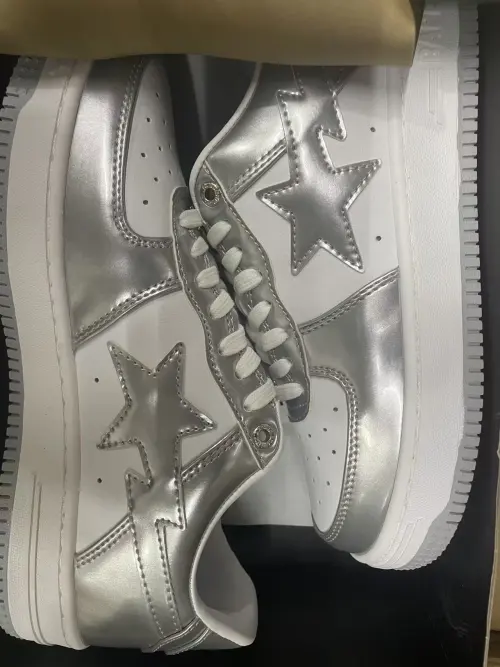  GET  A Bathing Ape Bape Sta Low Silver 1H73 191 921 review 