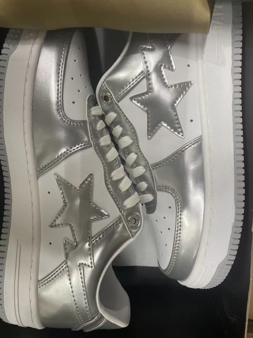  GET  A Bathing Ape Bape Sta Low Silver 1H73 191 921 review 
