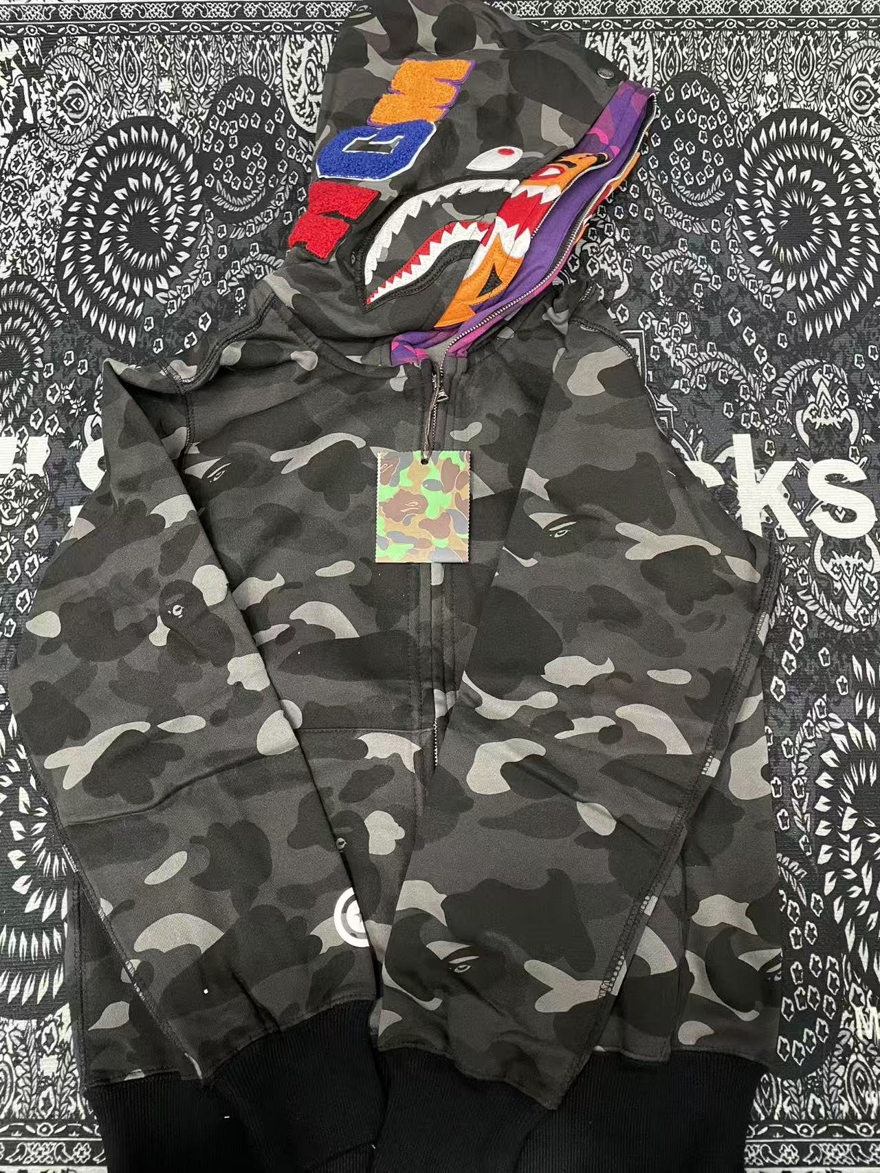  BAPE Color Camo Shark Full Zip Hoodie Black review Bushefsa 00