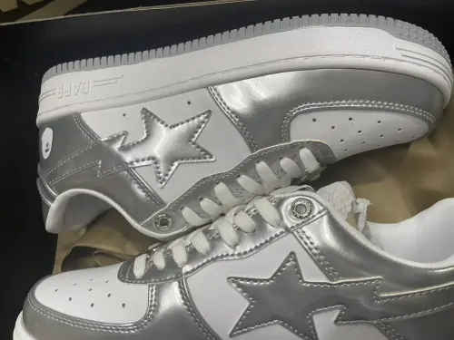  GET  A Bathing Ape Bape Sta Low Silver 1H73 191 921 review 