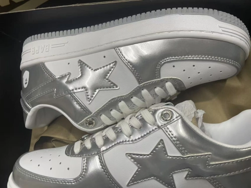  GET  A Bathing Ape Bape Sta Low Silver 1H73 191 921 review 