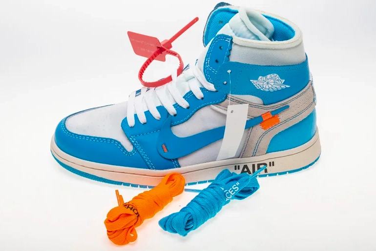 Look on Jordan 1 Retro High Off White University Blue,AQ0818-148
