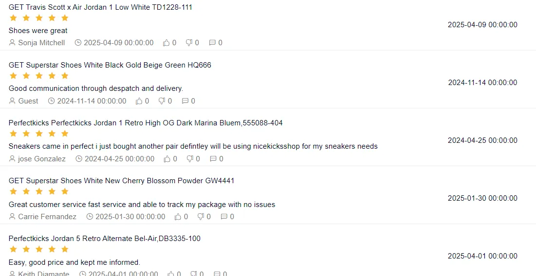 NiceKicksShop customers feedback