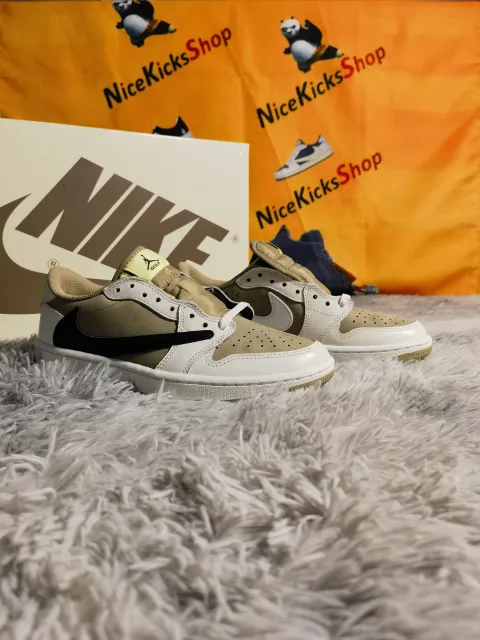 Jordan 1 Retro Low Golf Travis Scott Neutral Olive QC Pics|NiceKicksShop
