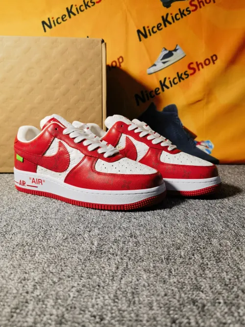 LOUIS VUITTON NIKE AIR FORCE 1 LOW BY VIRGIL ABLOH WHITE RED