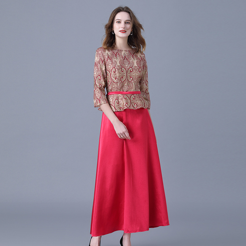 Round Neck Lace Evening Dress 14-14386