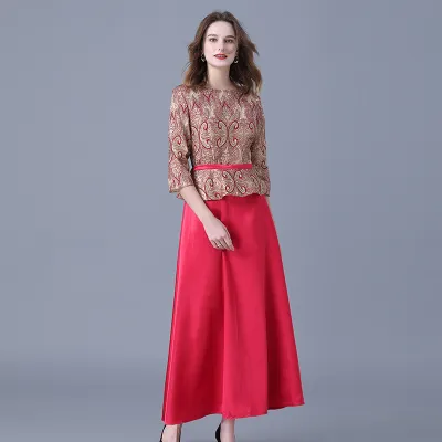 Round Neck Lace Evening Dress 14-14386 01