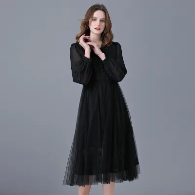 V Neck Solid Color Lace Evening Dress 14-16360 01