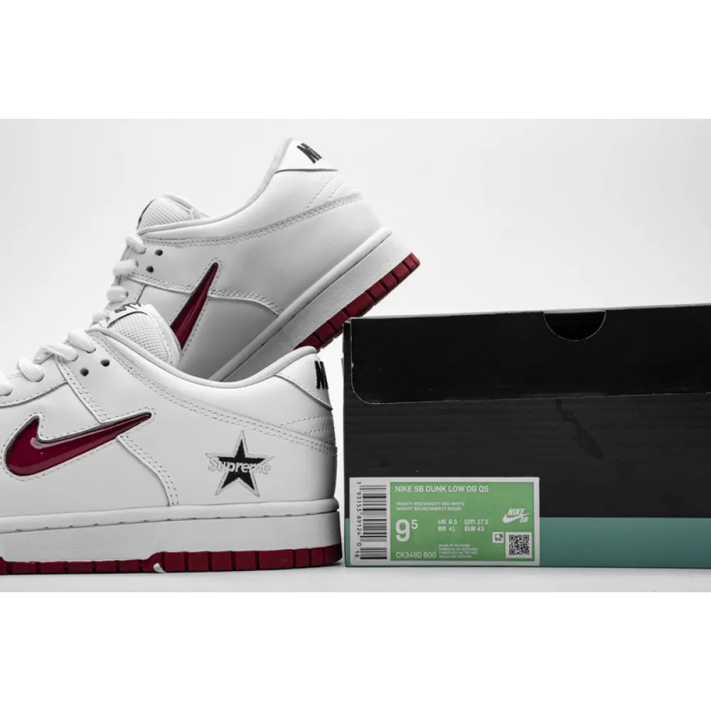 Nike SB Dunk Low Supreme Jewel Swoosh Red