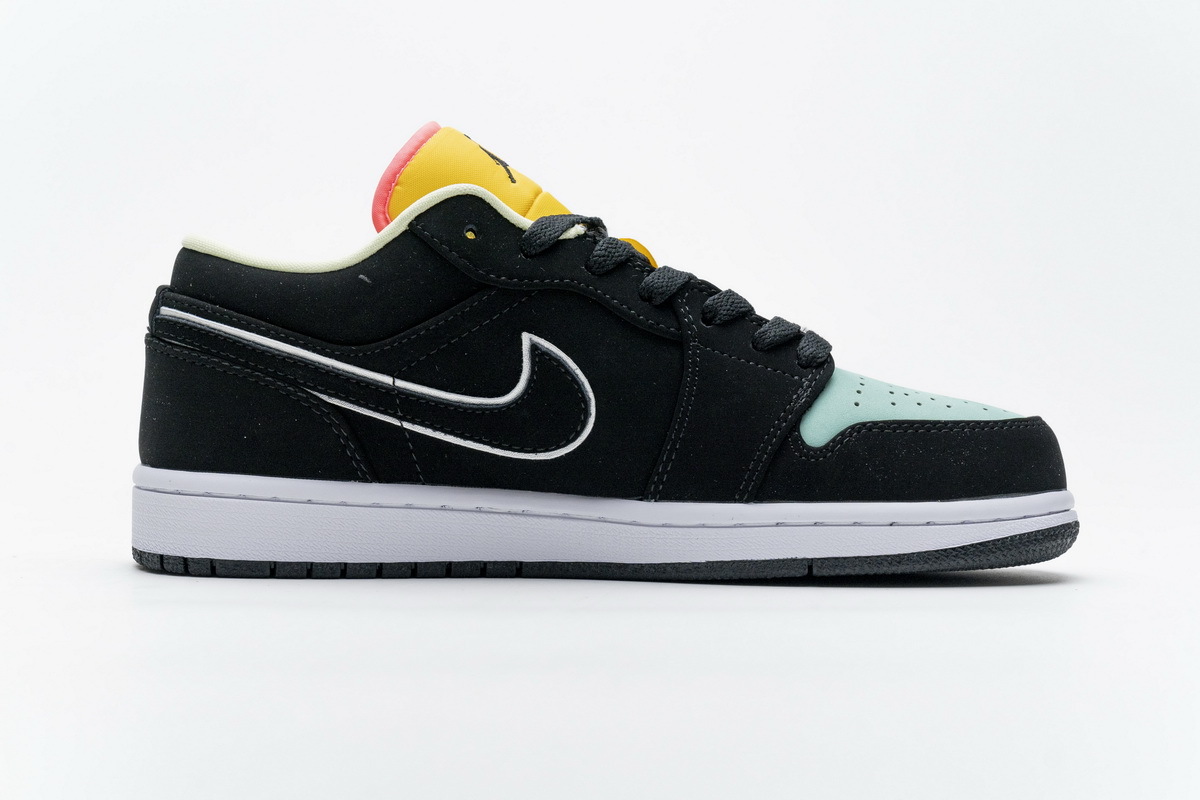 Air Jordan 1 Low Black Aurora Green Laser Orange