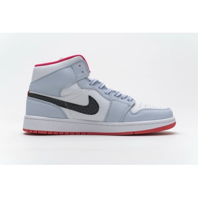 Air Jordan 1 Mid Half Blue Polka Dot Swoosh (GS)555112-400 02