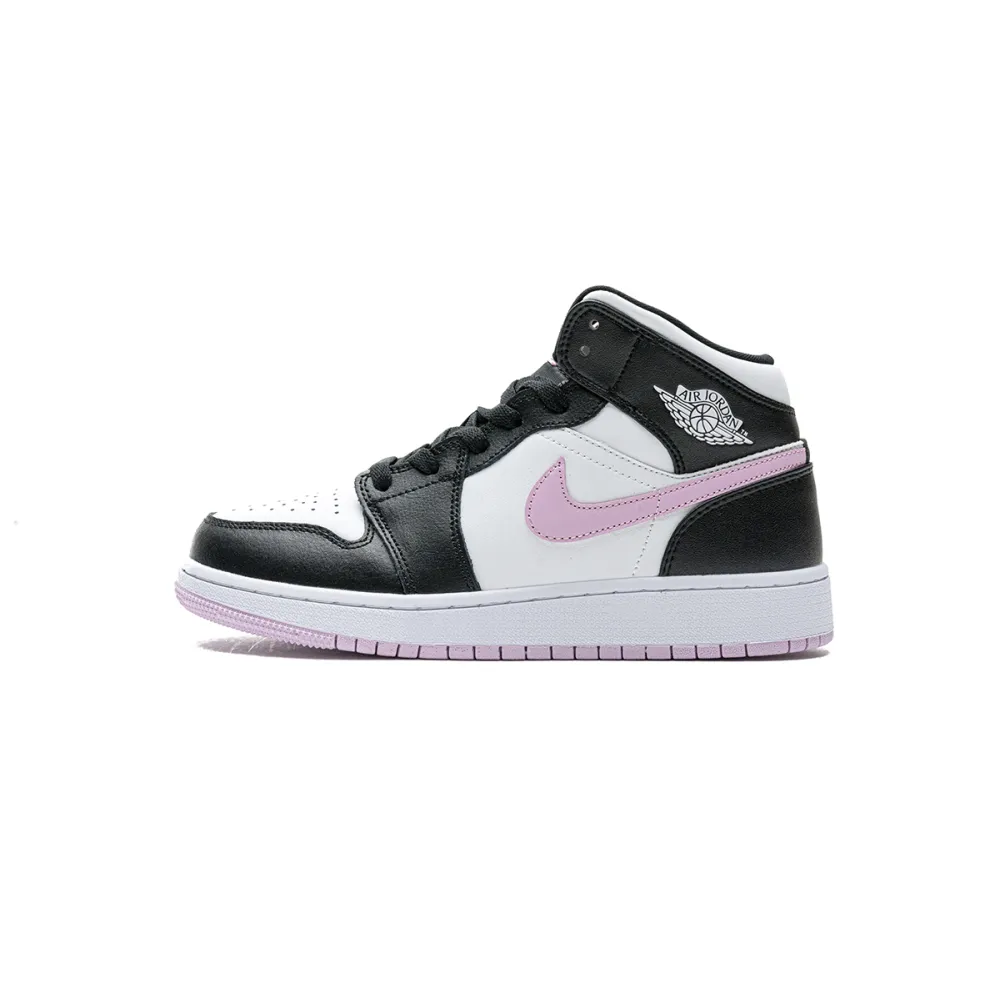 Air Jordan 1 Mid White Black Light Arctic Pink (GS)