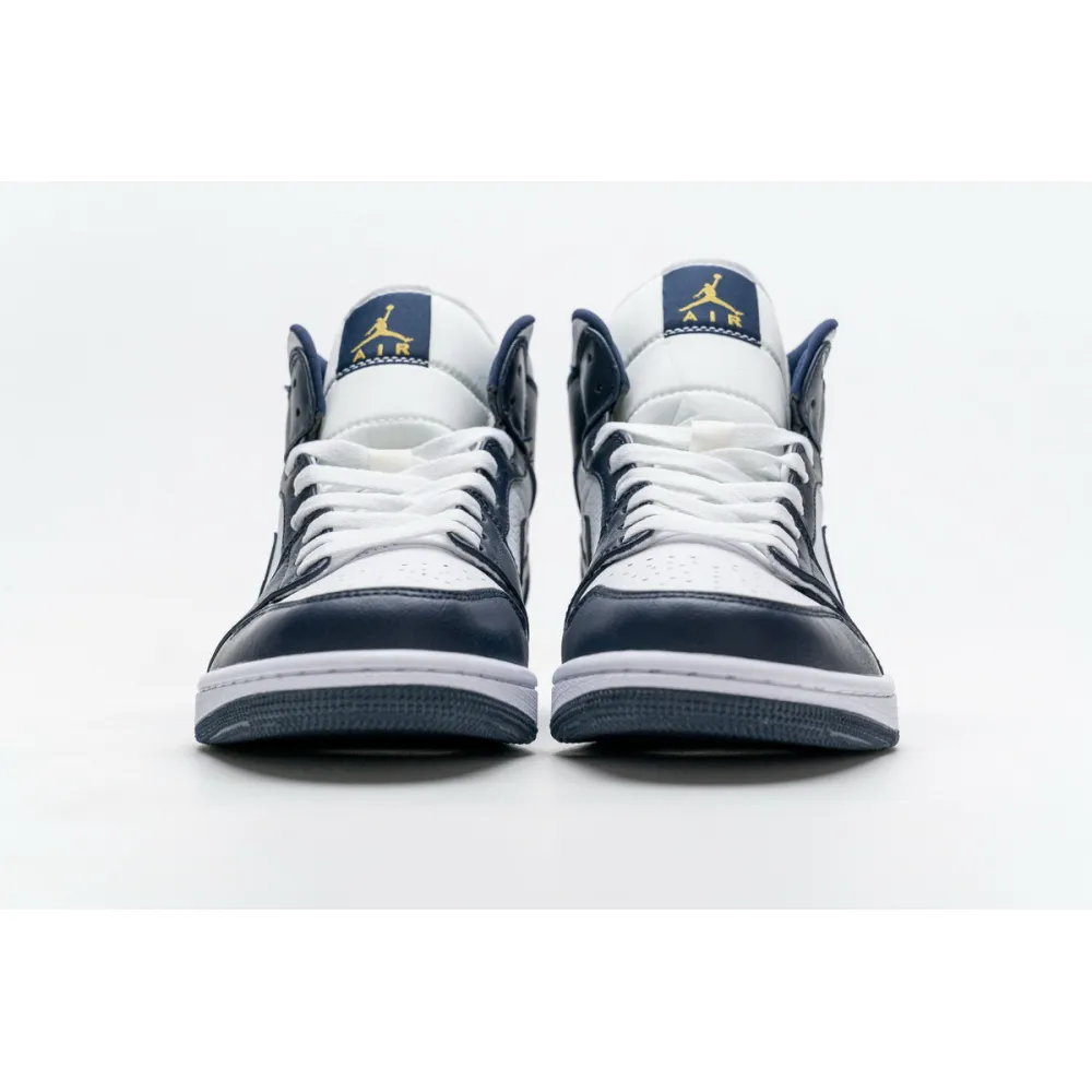 Air Jordan 1 Mid White Metallic Gold Obsidian