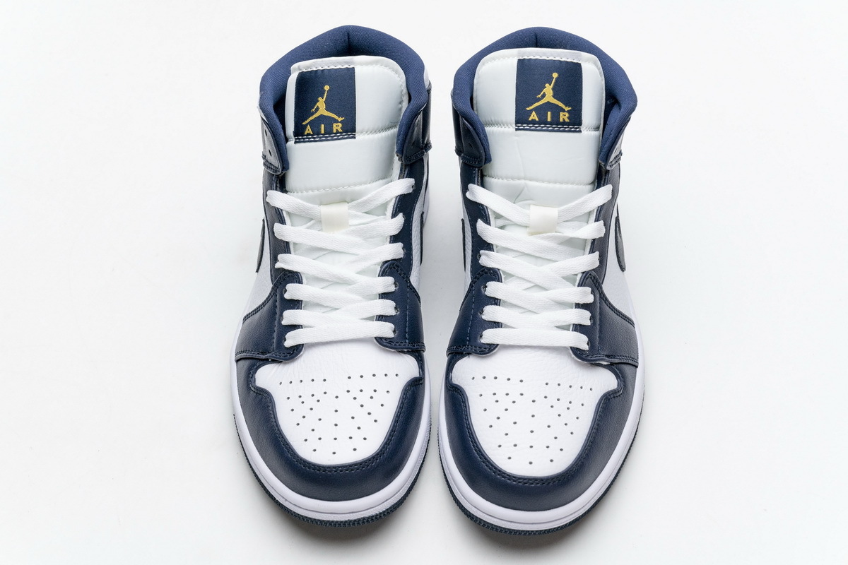 Air Jordan 1 Mid White Metallic Gold Obsidian