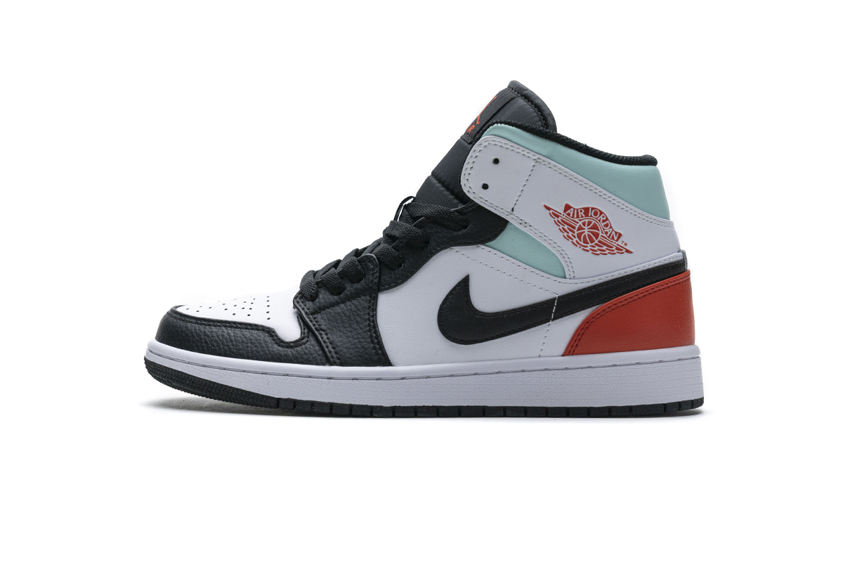 Air Jordan 1 Mid SE White Black Red Spruce (GS)