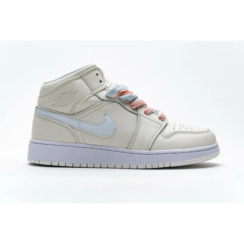 Air Jordan 1 Mid Multi-Color Swoosh Phantom (GS)