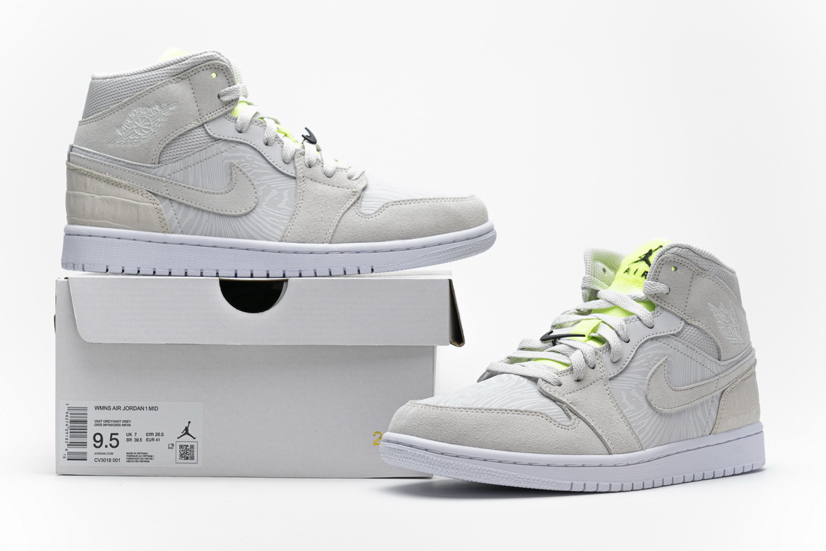 Air Jordan 1 Mid Vast Grey Ghost Green (W)