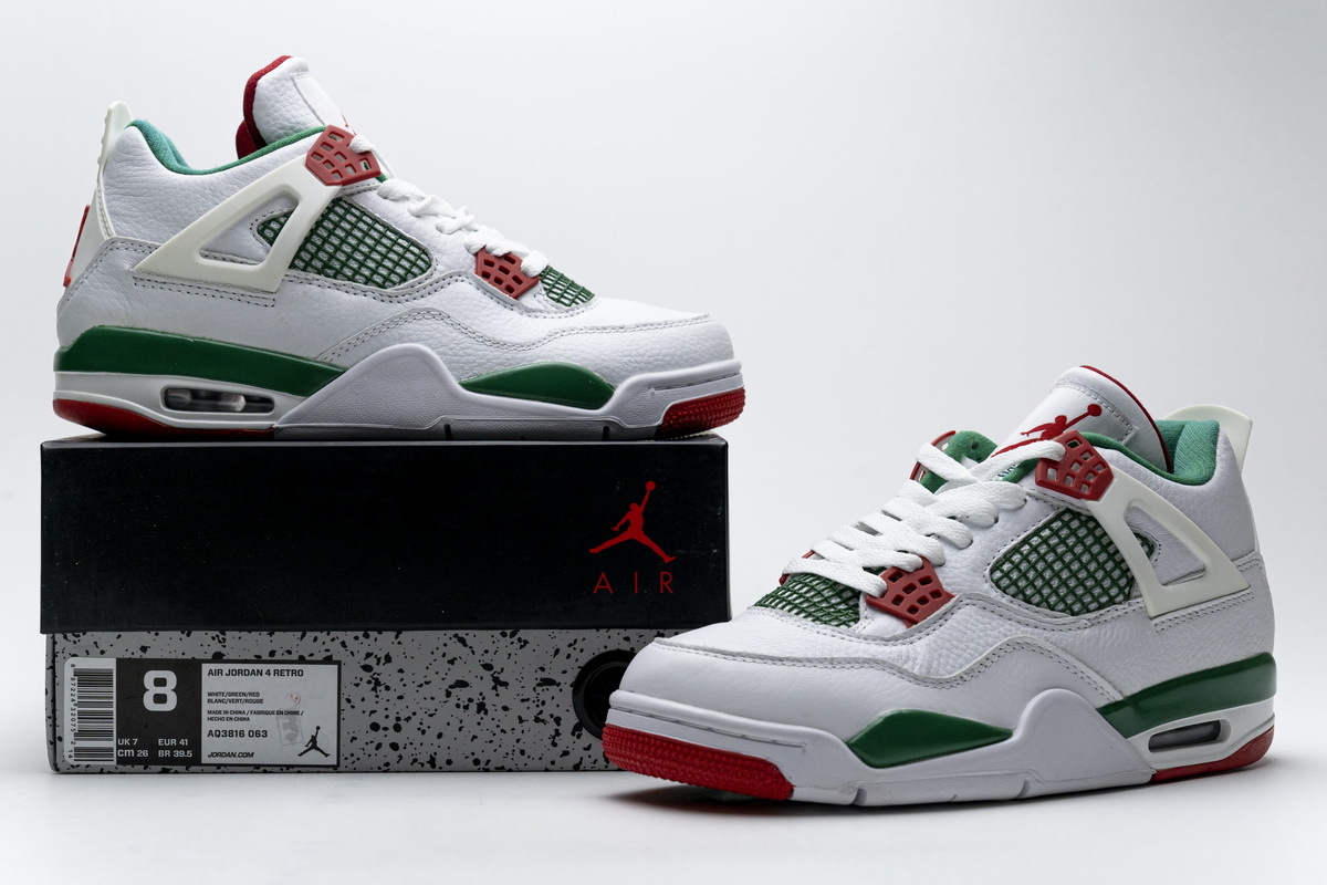 Green red and white jordans best sale