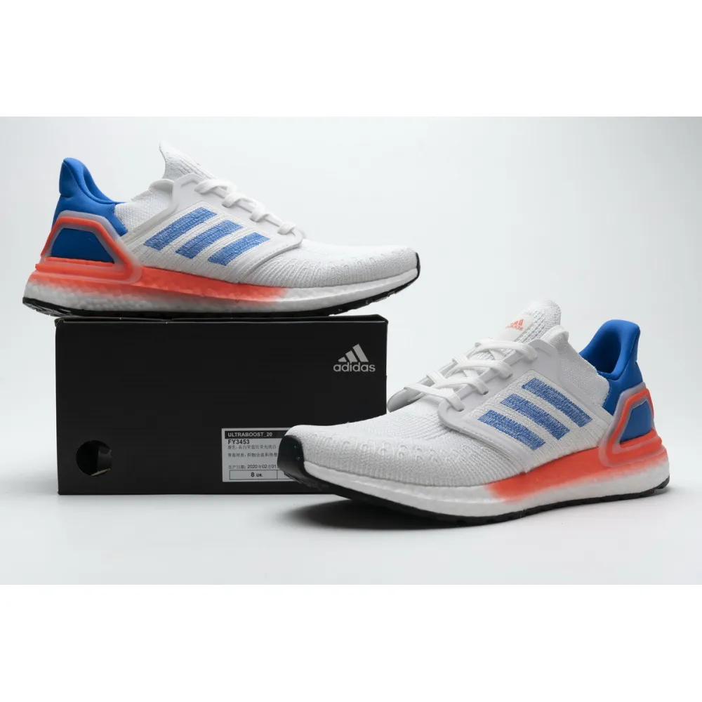 Adidas Ultra Boost 20 White Glory Blue Solar Red