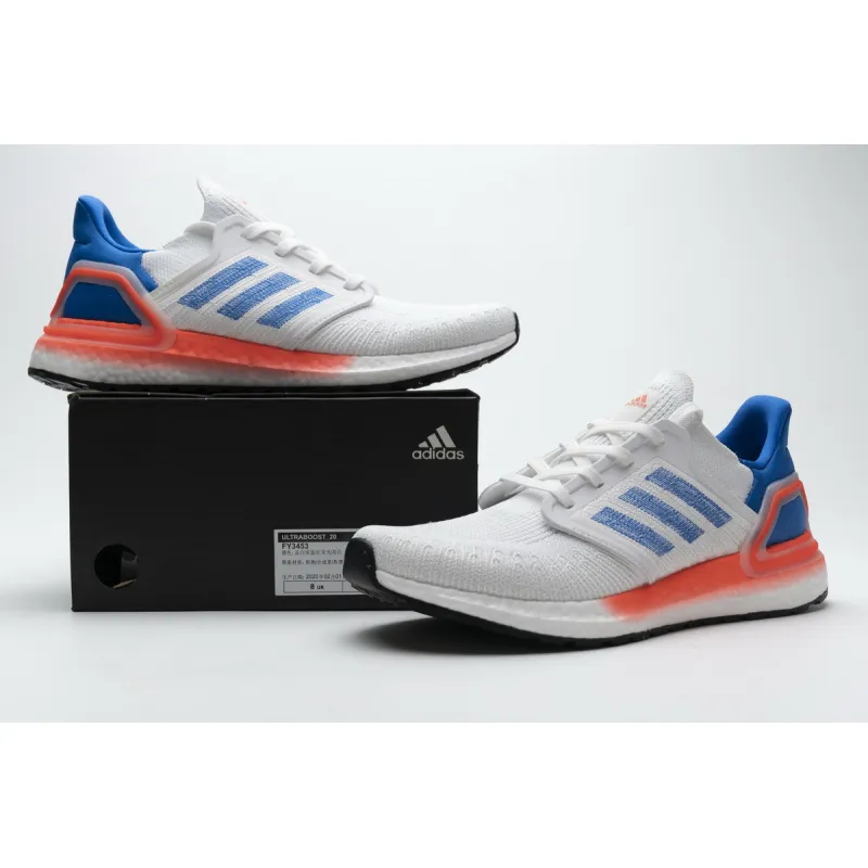 Adidas Ultra Boost 20 White Glory Blue Solar Red