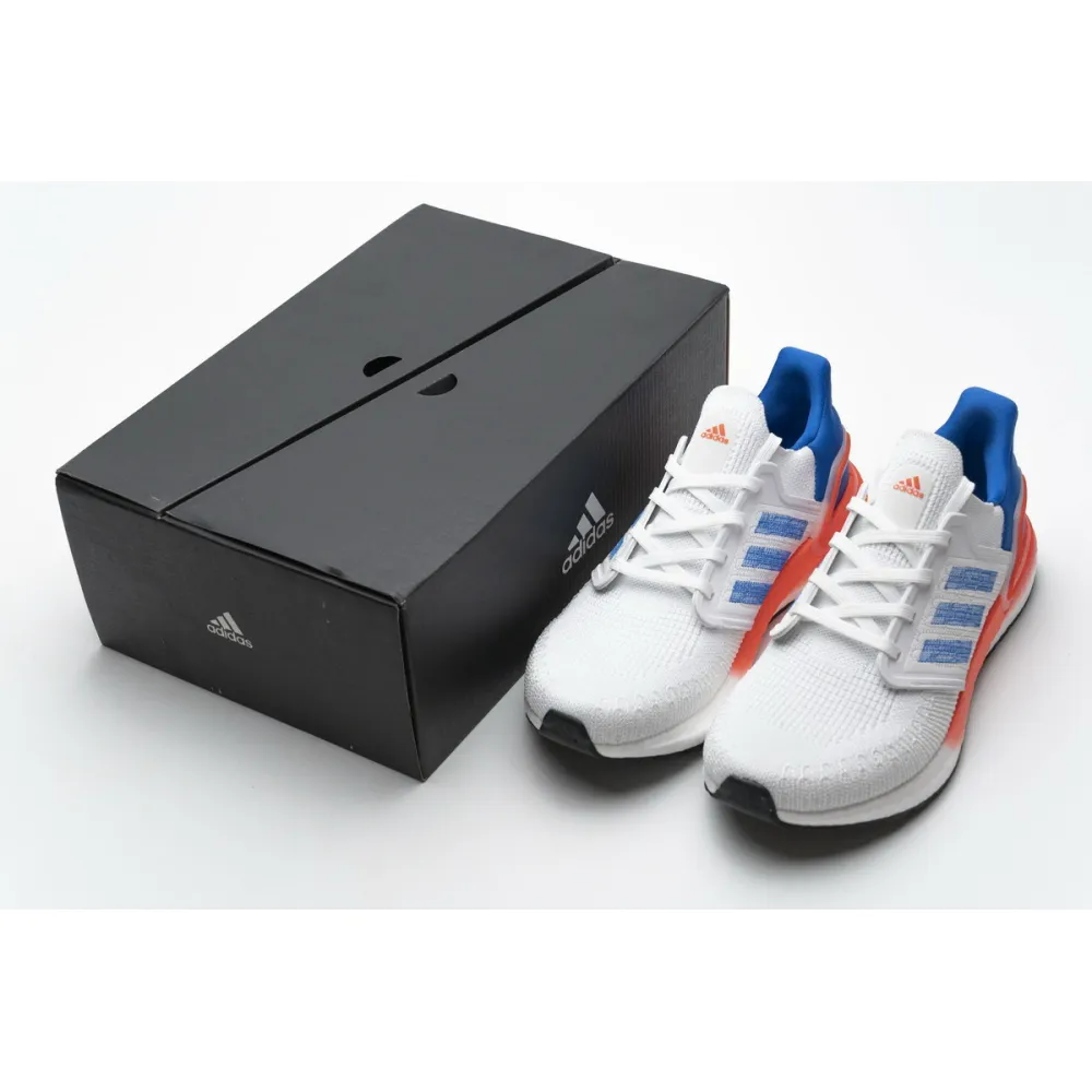 Adidas Ultra Boost 20 White Glory Blue Solar Red