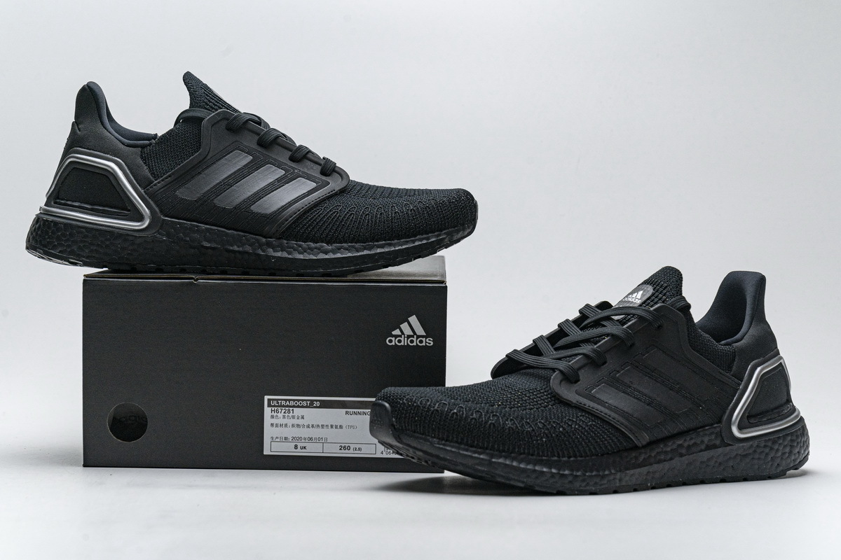 Adidas Ultra Boost 20 Core Black Silver Metallic