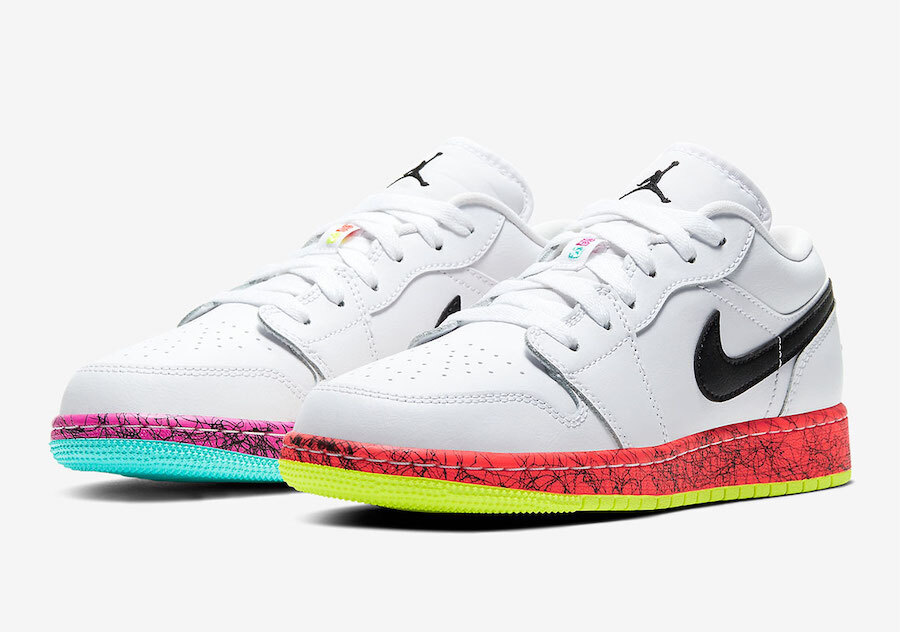Air Jordan 1 Low Multi-Color Midsoles White (GS)