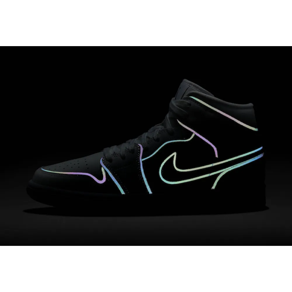 Air Jordan 1 Mid Iridescent Reflective White
