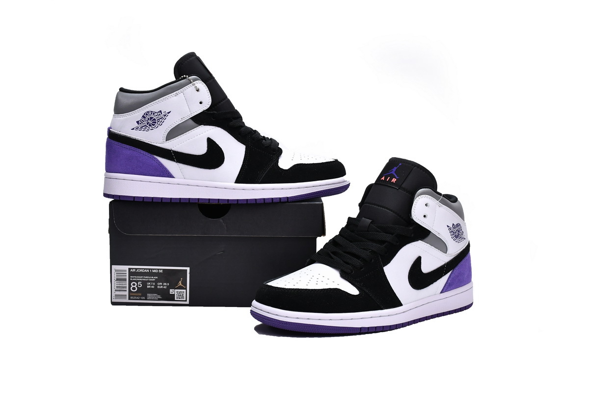 Air Jordan 1 Mid SE Black White Purple