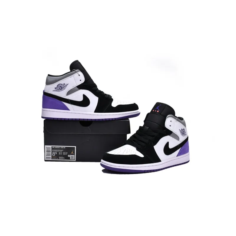 Air Jordan 1 Mid SE Black White Purple