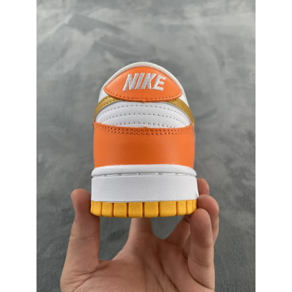 Nike Dunk Low White/Orange Blaze-Gold