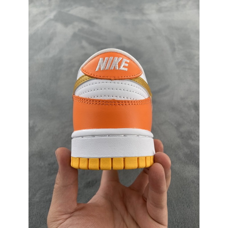 Nike Dunk Low White/Orange Blaze-Gold