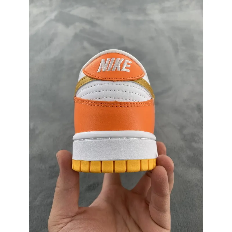 Nike Dunk Low White/Orange Blaze-Gold