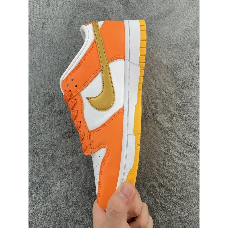 Nike Dunk Low White/Orange Blaze-Gold