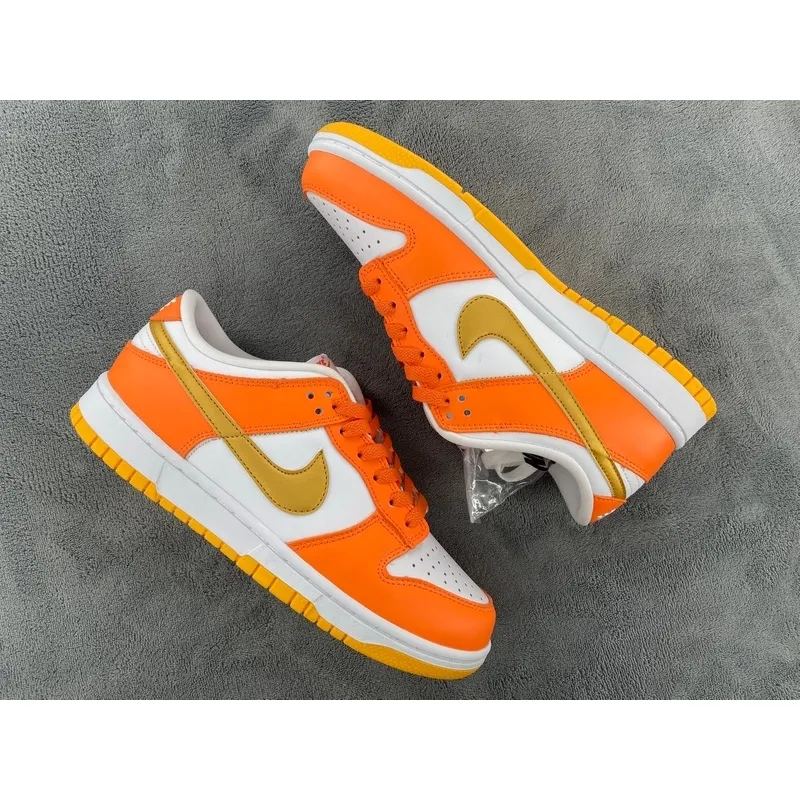 Nike Dunk Low White/Orange Blaze-Gold