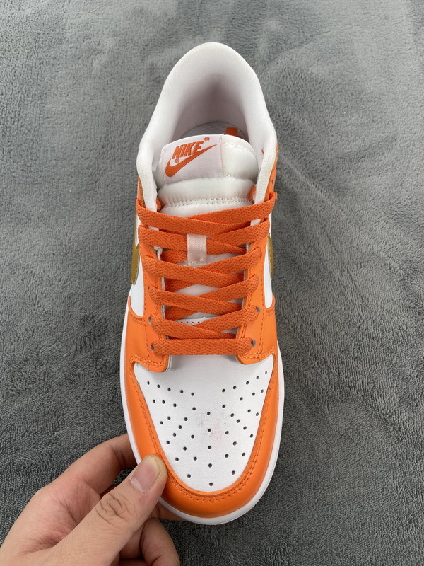 Nike Dunk Low White/Orange Blaze-Gold