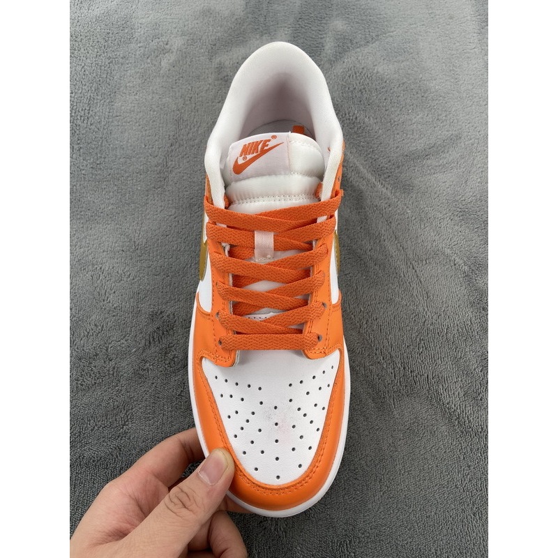Nike Dunk Low White/Orange Blaze-Gold