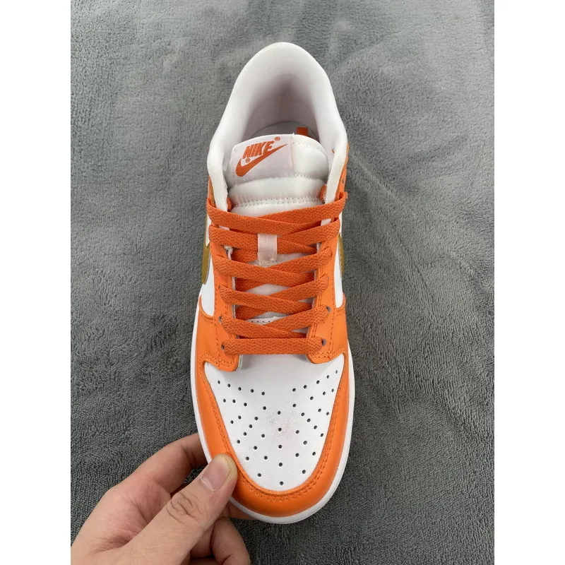 Nike Dunk Low White/Orange Blaze-Gold