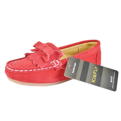 KISFLY Slip-on Leather Flat Oxford Shoes for Toddler Girls Kids Red 01