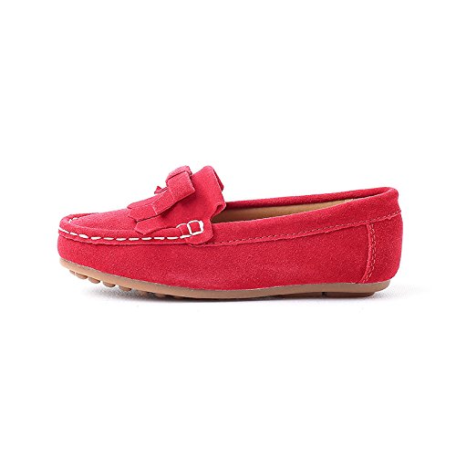 KISFLY Slip-on Leather Flat Oxford Shoes for Toddler Girls Kids Red